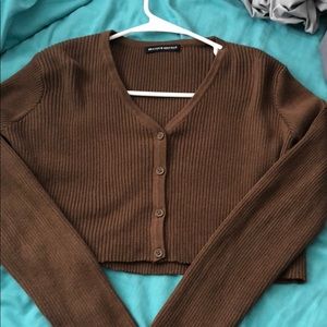 Brown button up crop top